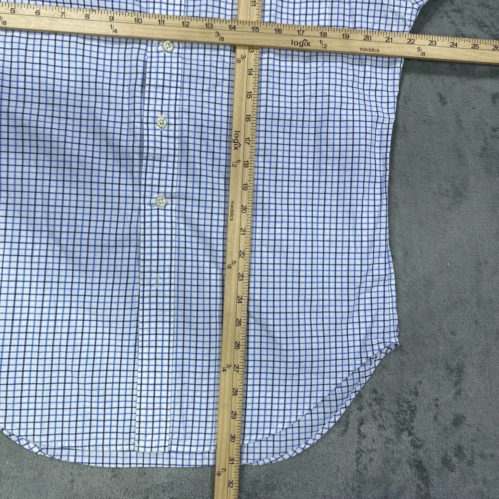 Ralph Lauren Button Down Shirt Mens Medium Classic Fit Blue Brown Plaid Preppy